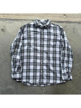 Vintage 90s unbranded plaid button up long sleeve green blue size large